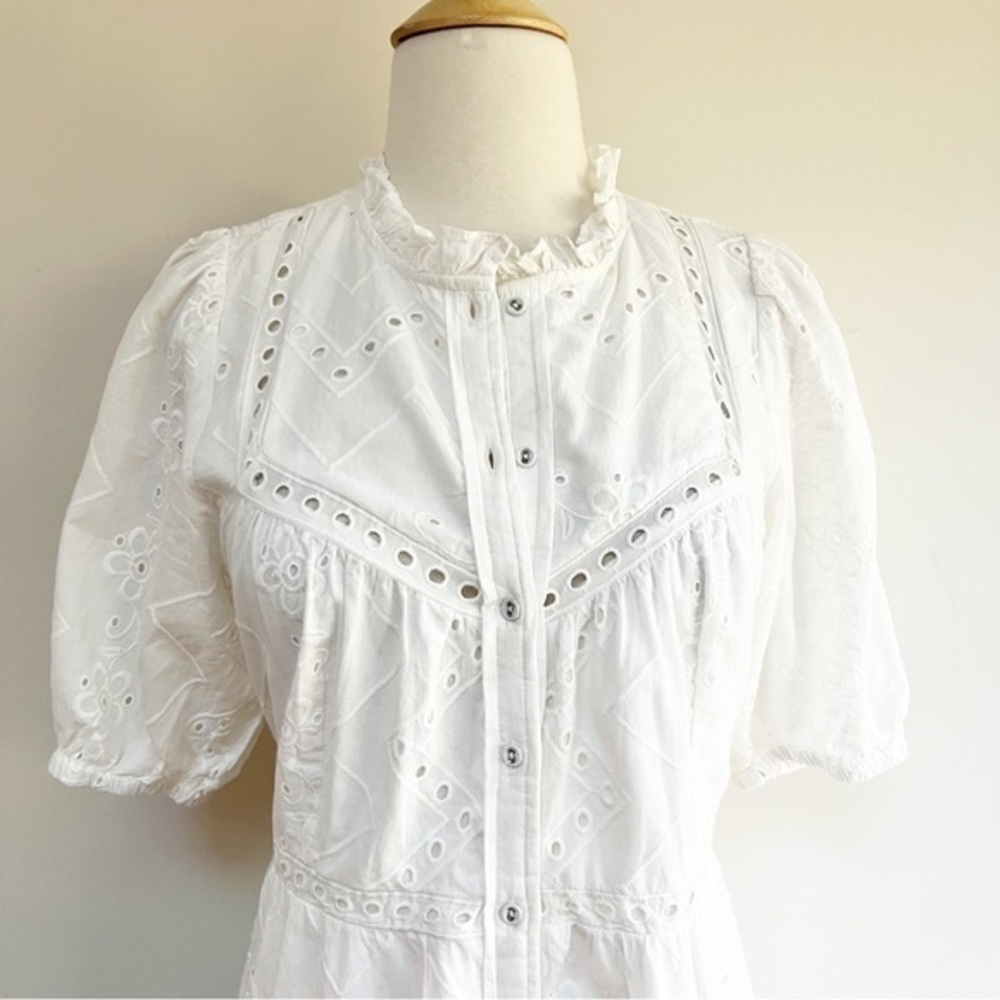 💋Anthropologie white eyelet midi dress. Size S petite - Picture 5 of 12